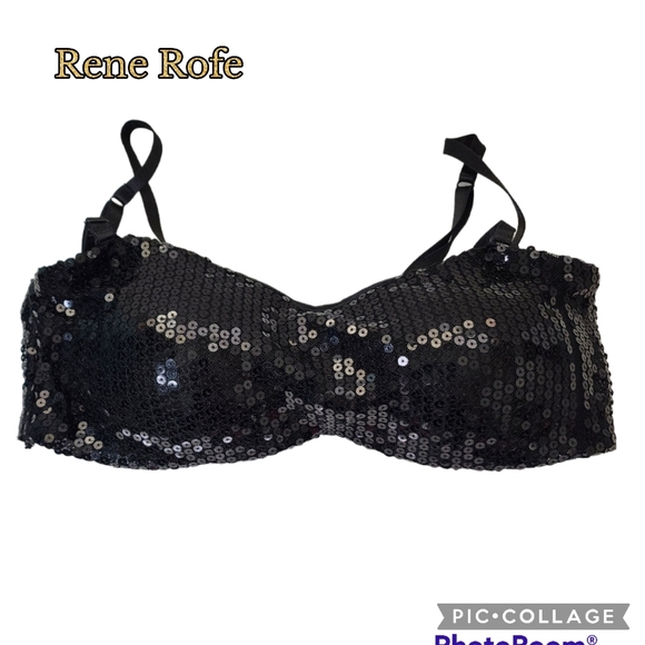 Rene Rofe Other - Rene Rofe Sequin bandeau bra adjustable straps removable cups size large